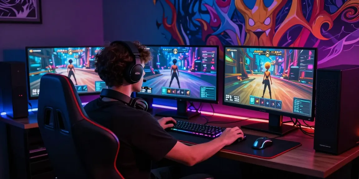 Engaging sex simulator gaming scene with immersive graphics and vibrant setup