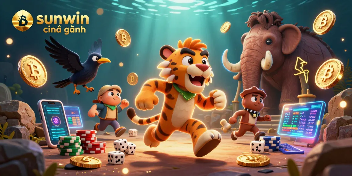 Experience sunwin chính hãng with this vibrant illustration showcasing a dynamic prehistoric casino scene.