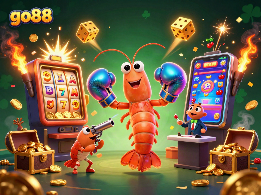 Experience thrilling casino action with go88 featuring an exciting scene of slot machines and vibrant characters.