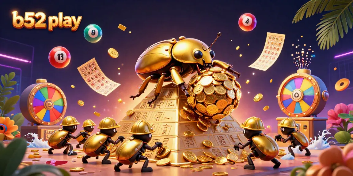 Experience thrilling gameplay with b52 play as a golden beetle rolls in a vibrant casino scene.