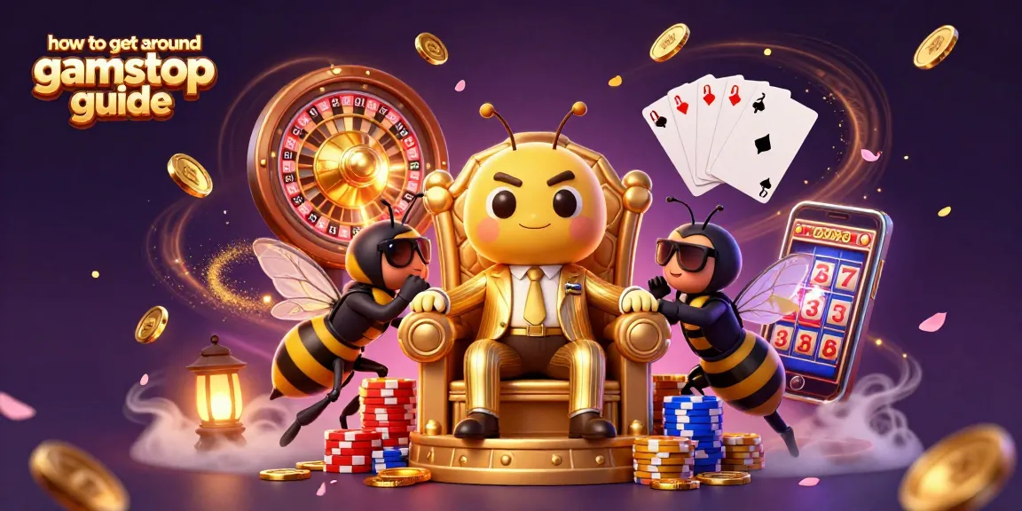 Experience the how to get around gamstop guide with a dynamic 3D scene of gambling elements and characters.