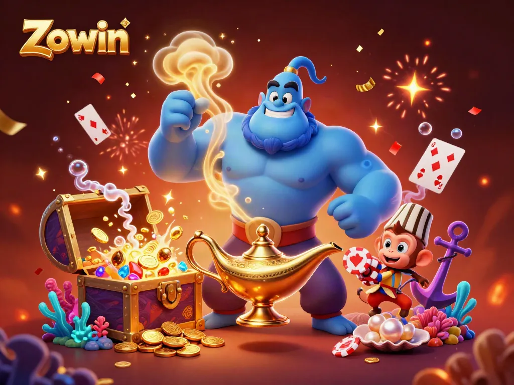 Zowin's vibrant casino illustration featuring characters and exciting gambling elements.
