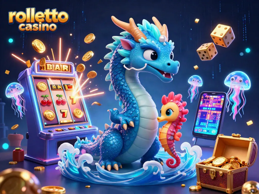 Experience the excitement of rolletto casino with magical creatures and vibrant gaming elements in an immersive scene.