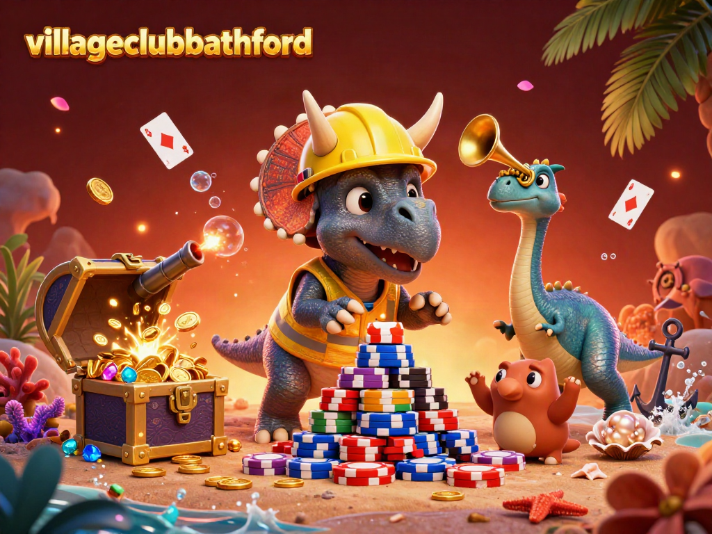 Join the fun at villageclubbathford with a vibrant 3D illustration of poker play and celebrations.