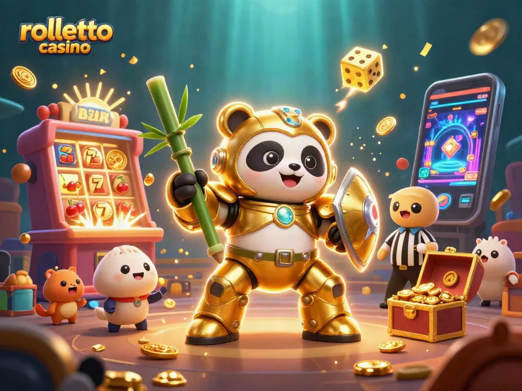 Experience thrilling action at Rolletto Casino with vibrant visuals of jackpot slots and lively gaming.
